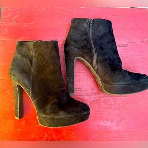 GIANNI BINI BLACK SUEDE STILETTO PLATFORM ANKLE BOOTS 8M